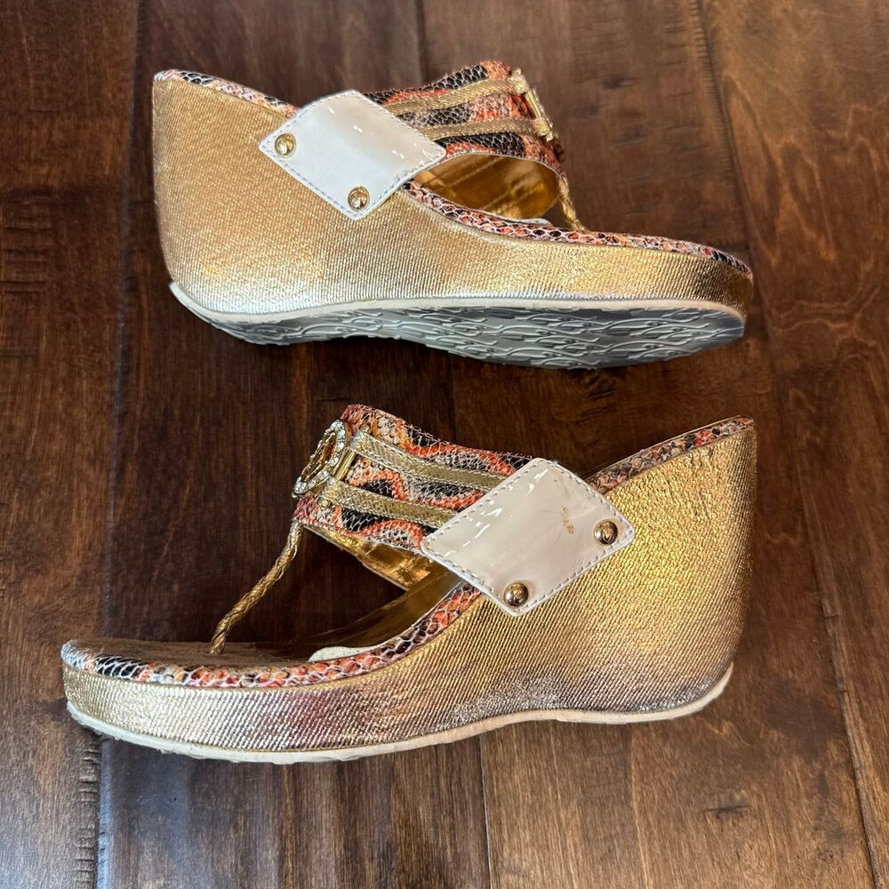 Vintage Y2K Baby Phat Wedge Sandals size 6 Coconut Girl Summer Clubwear - Picture 3 of 8